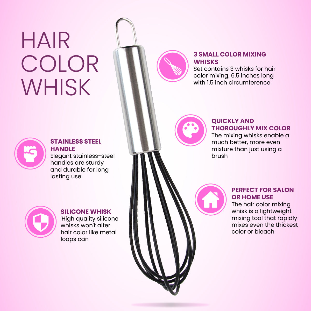 Salon Hair Color Whisks - 3 pack
