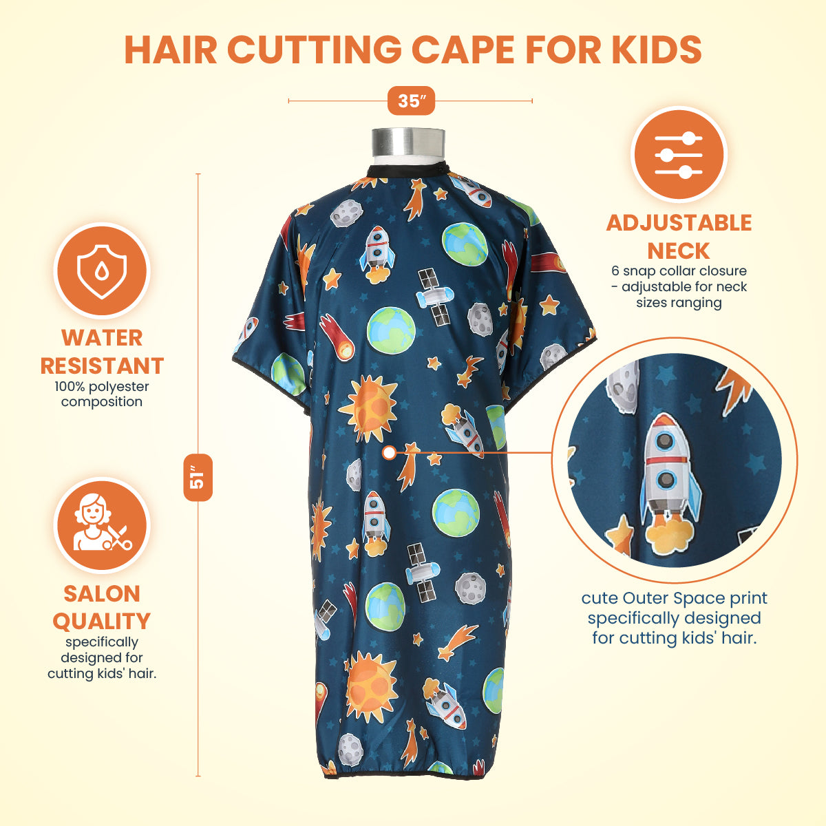 Salon Cape-Haircutting-Kids Outer Space-181A