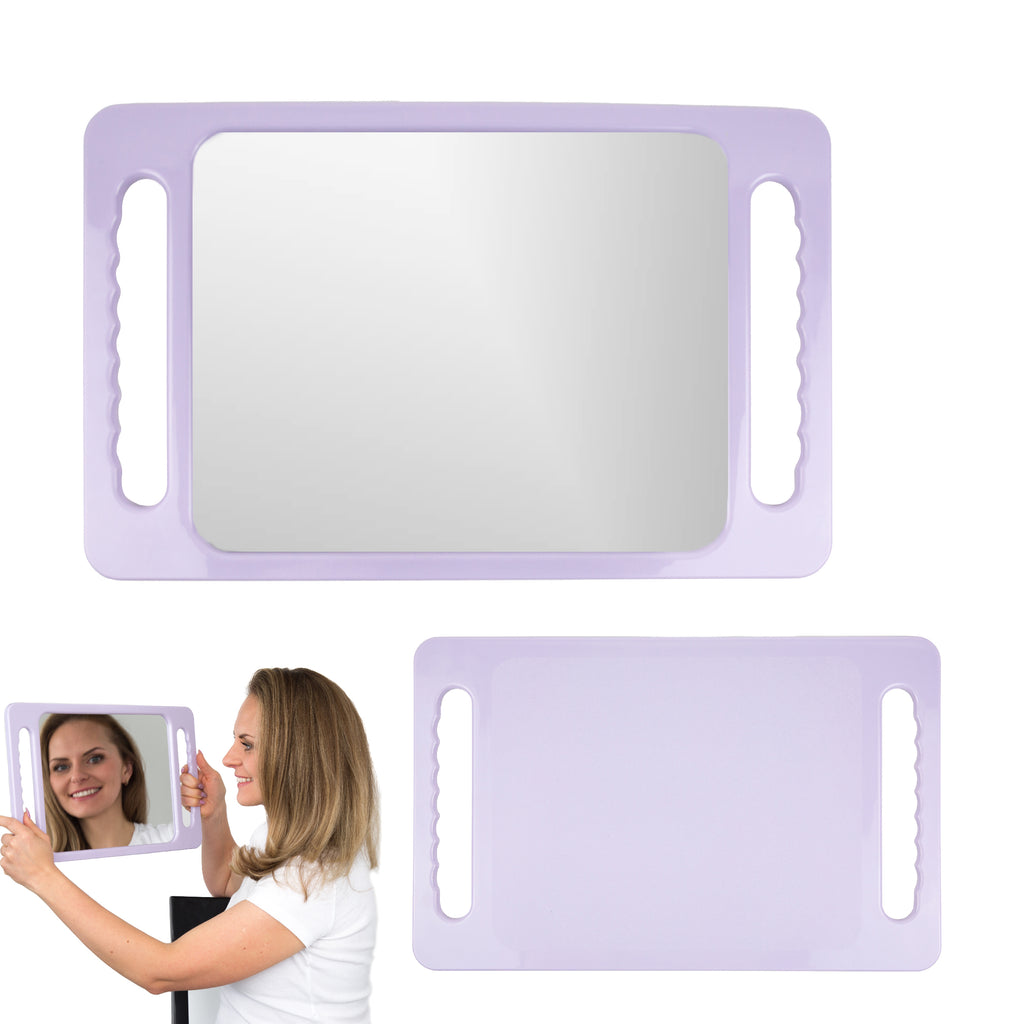 Large Hand Mirror with Double Handle - Lavender