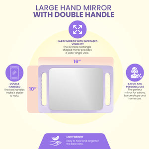 Large Hand Mirror with Double Handle - Lavender